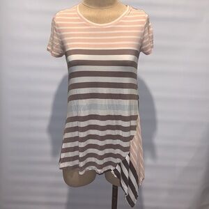 Little Yellow Button by Anthropologie asymmetrical striped top, XS